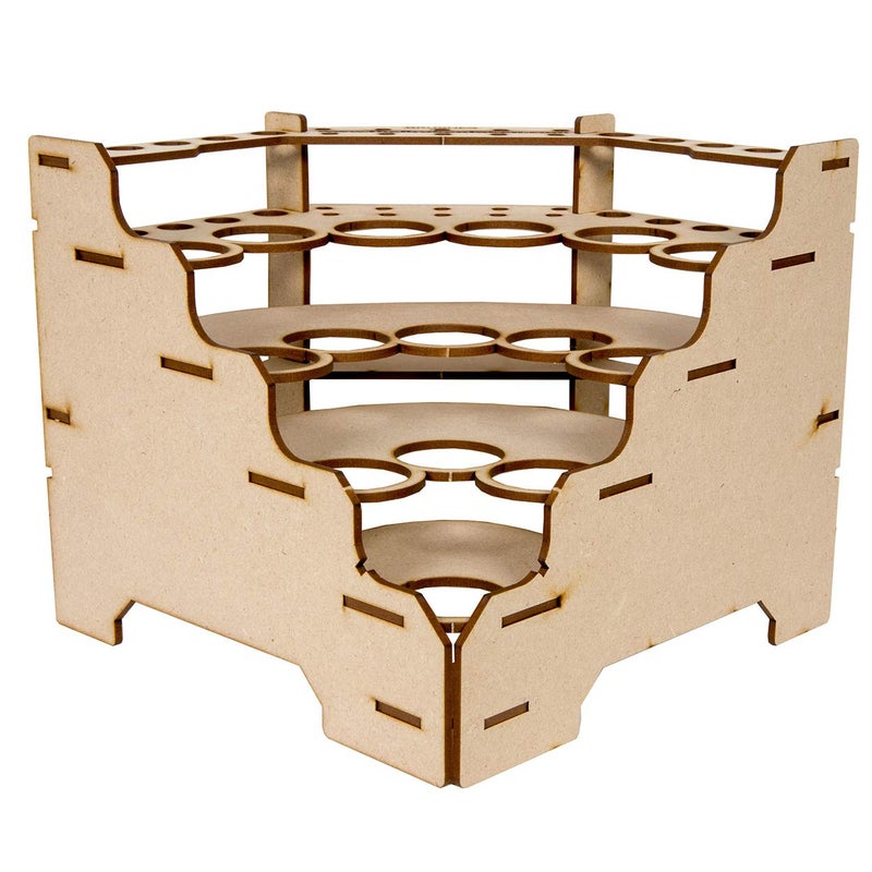 The Broken Token Modular Paint Rack w/ 35mm Holes - 90 Wedge - Multiple Organizer for Paint Bottles, Pots, and Brushes in Tiered Layout - Customize Your Pieces with Easy Organization & Access - Image 4